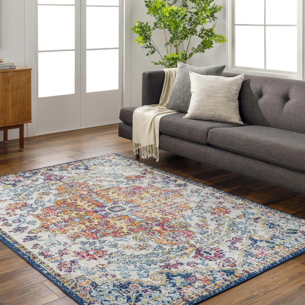 Lou Vintage Oriental Boho Saffron/Navy Rug