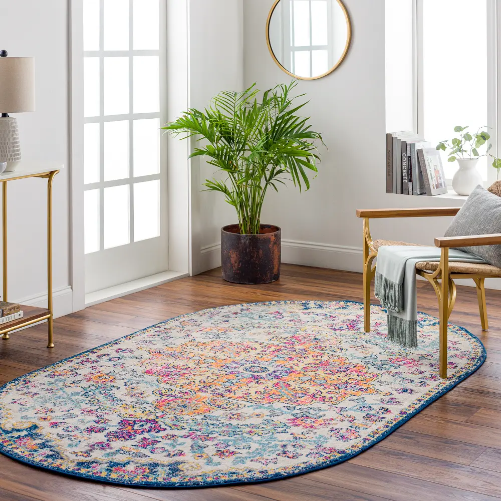 Lou Vintage Oriental Boho Saffron/Navy Rug - Image 5