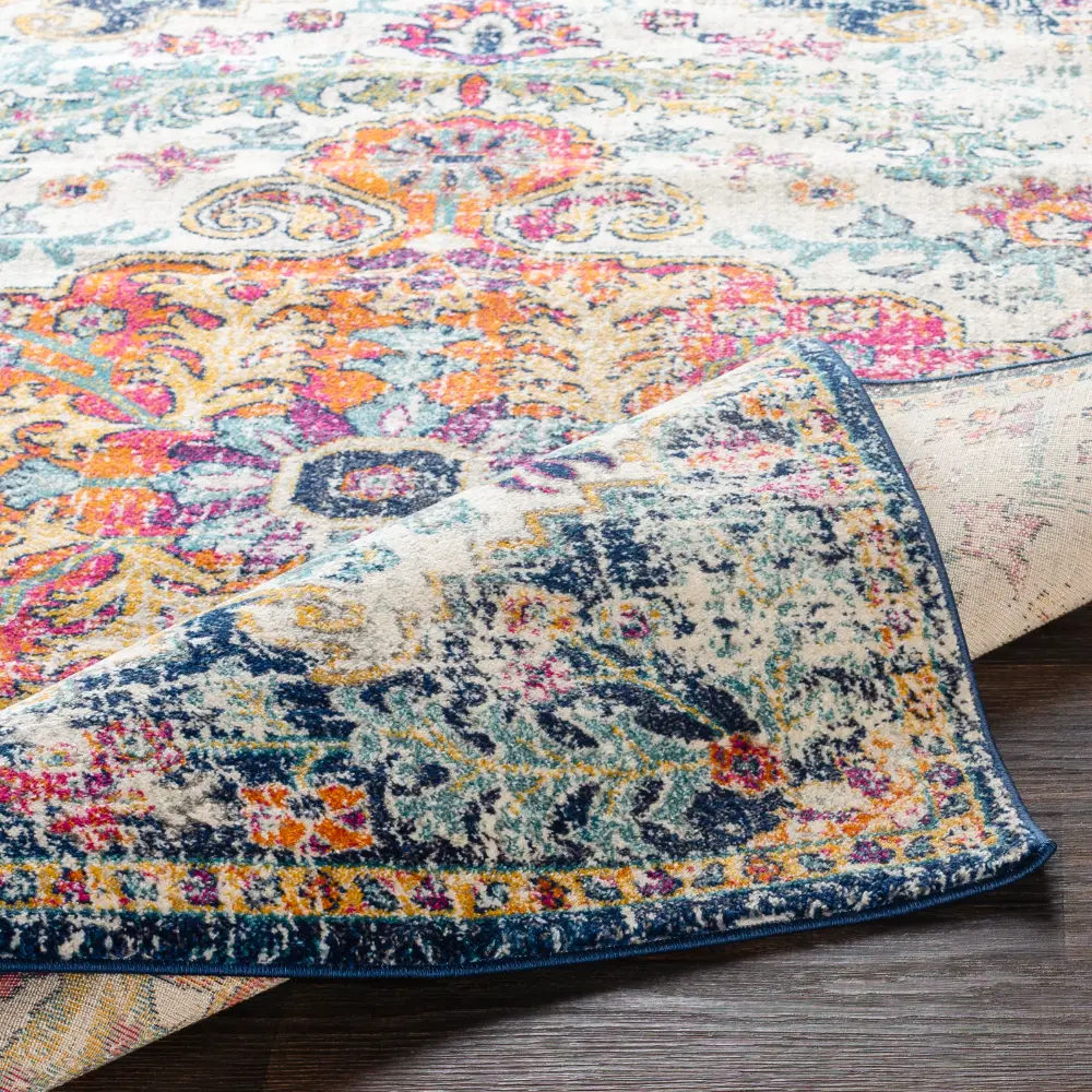 Lou Vintage Oriental Boho Saffron/Navy Rug - Image 7
