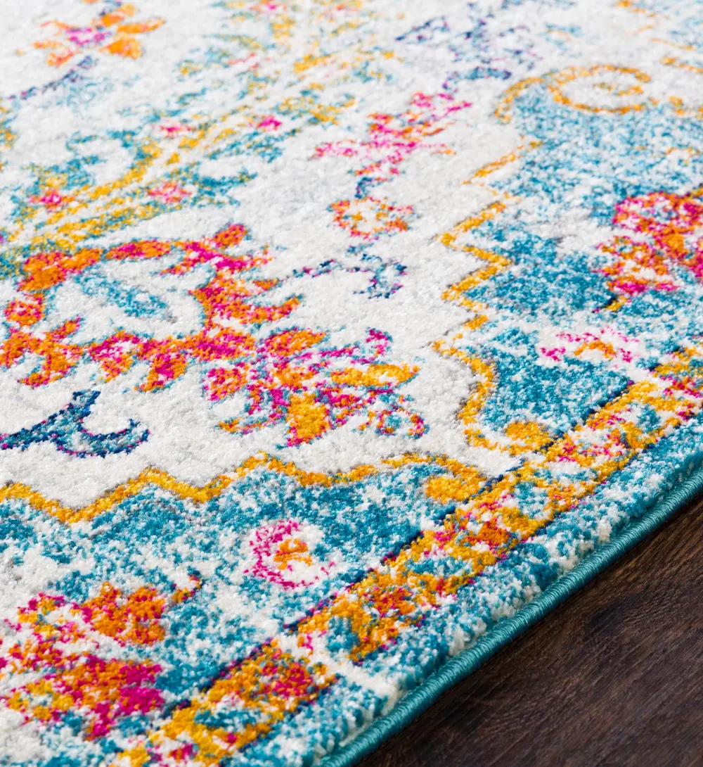 Lou Vintage Oriental Boho Saffron/Teal Rug - Image 10