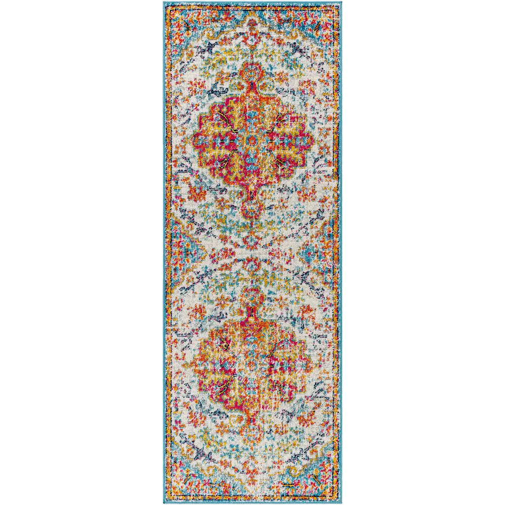 Lou Vintage Oriental Boho Saffron/Teal Rug - Image 6