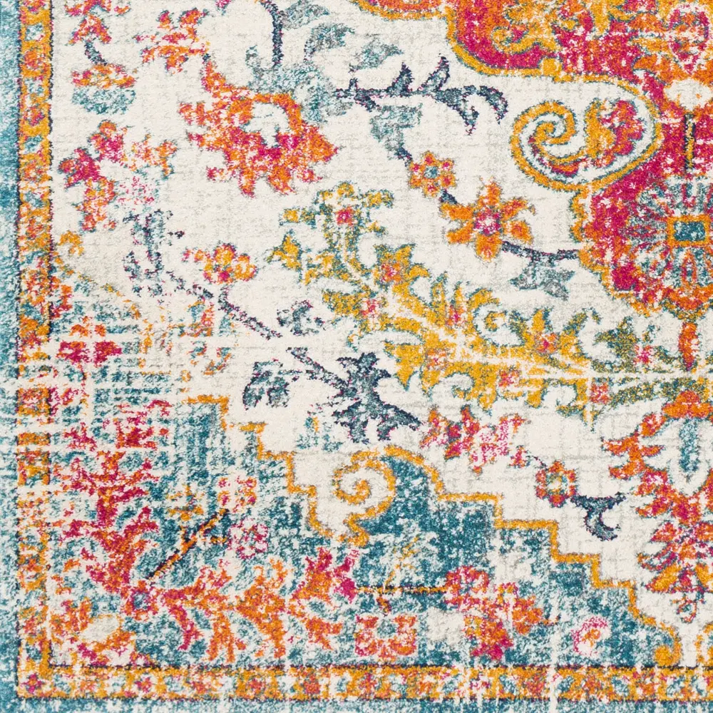 Lou Vintage Oriental Boho Saffron/Teal Rug - Image 9