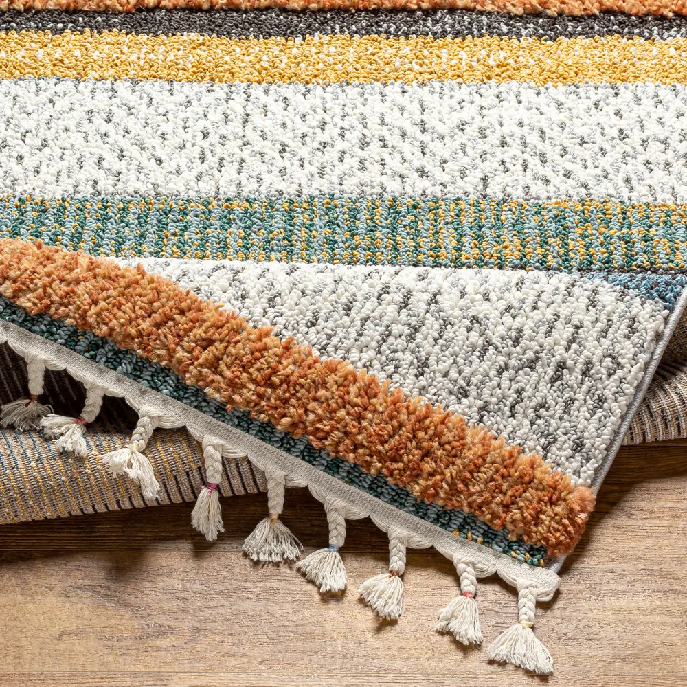 Luciana Shaggy Modern Boho Plush Pile Cream Rug - Image 3