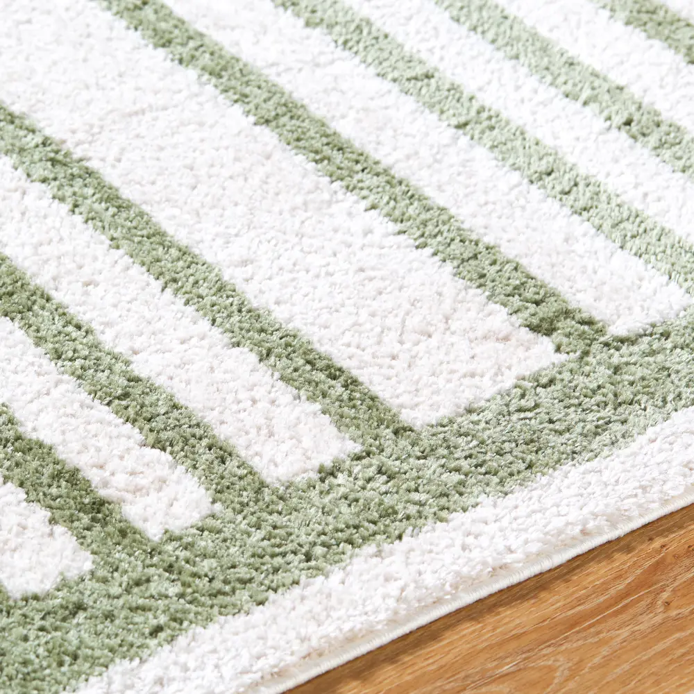 Lucile Machine Washable Modern Shaggy Grass Green Rug - Image 3