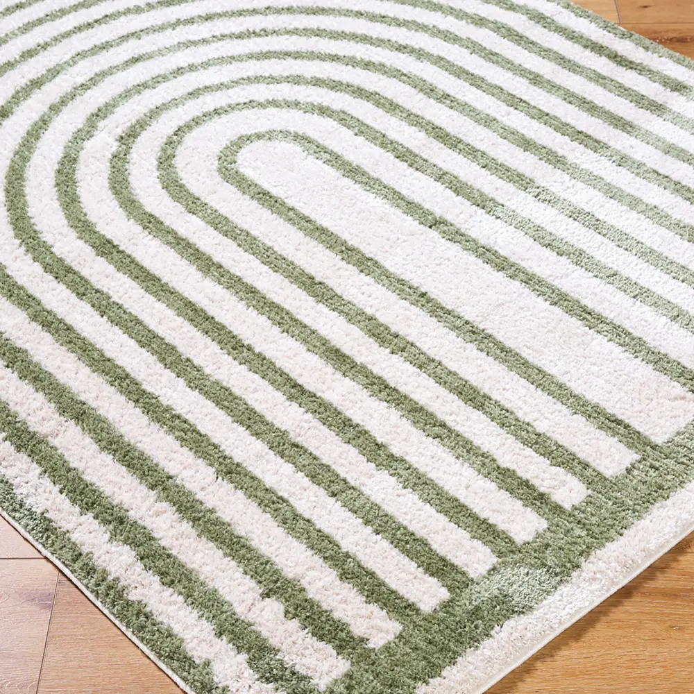 Lucile Machine Washable Modern Shaggy Grass Green Rug - Image 5