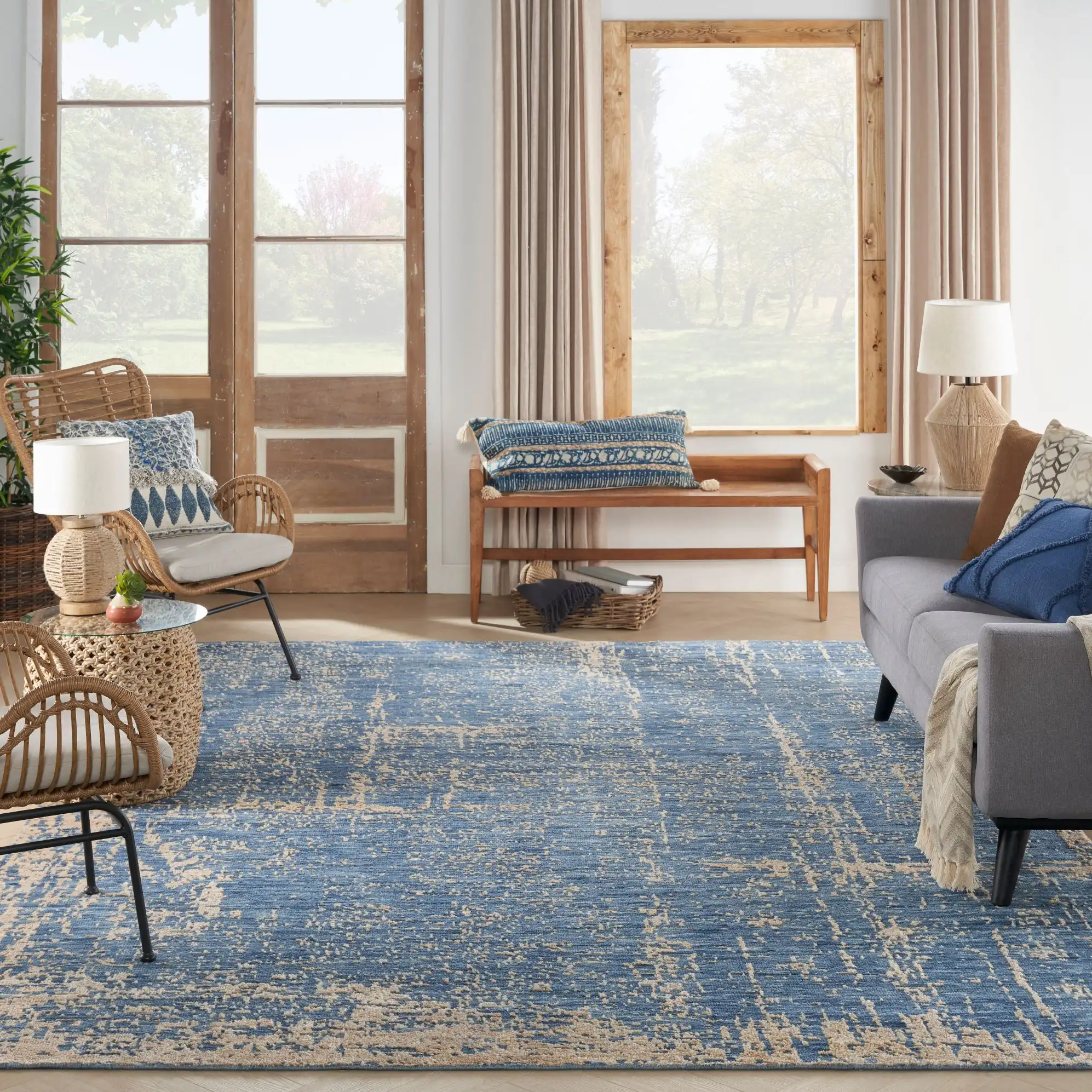 Luna LUN01 Dark Blue Mocha Rug