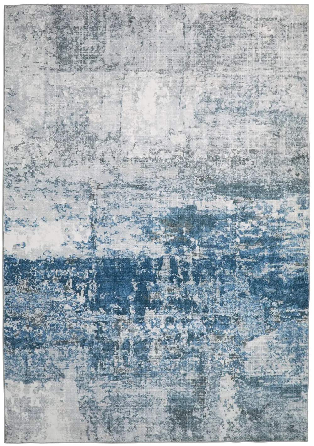 Lux Washable LUX07 Blue Ivory Rug - Image 4