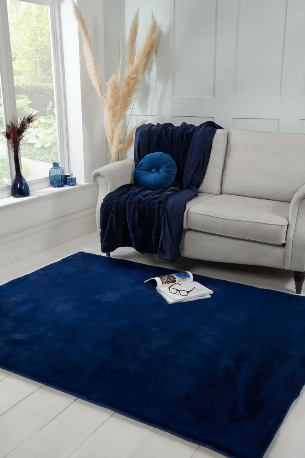 Luxe Faux Fur Navy Rug