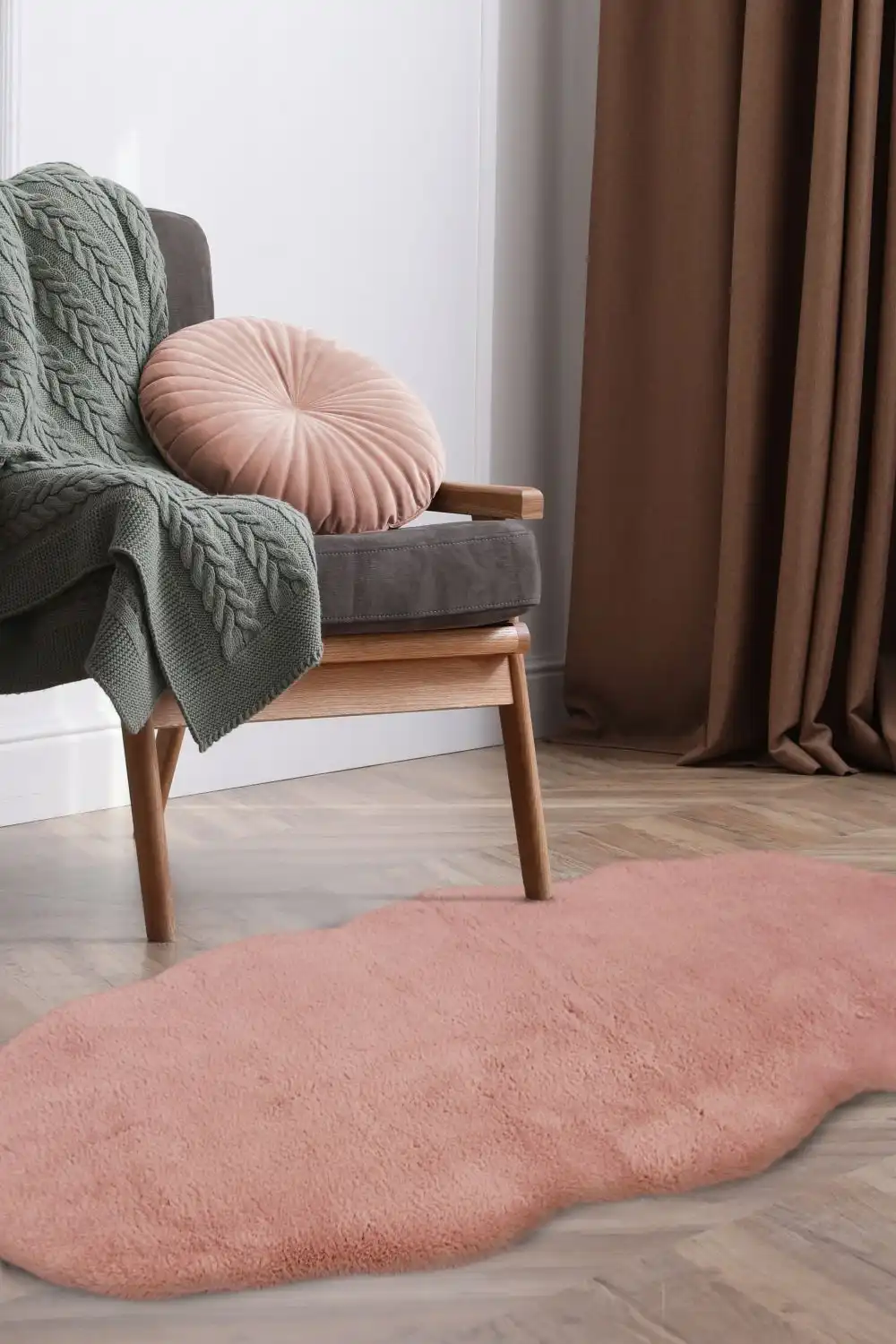 Luxury Faux Fur Melrose Blush Rug - Image 6