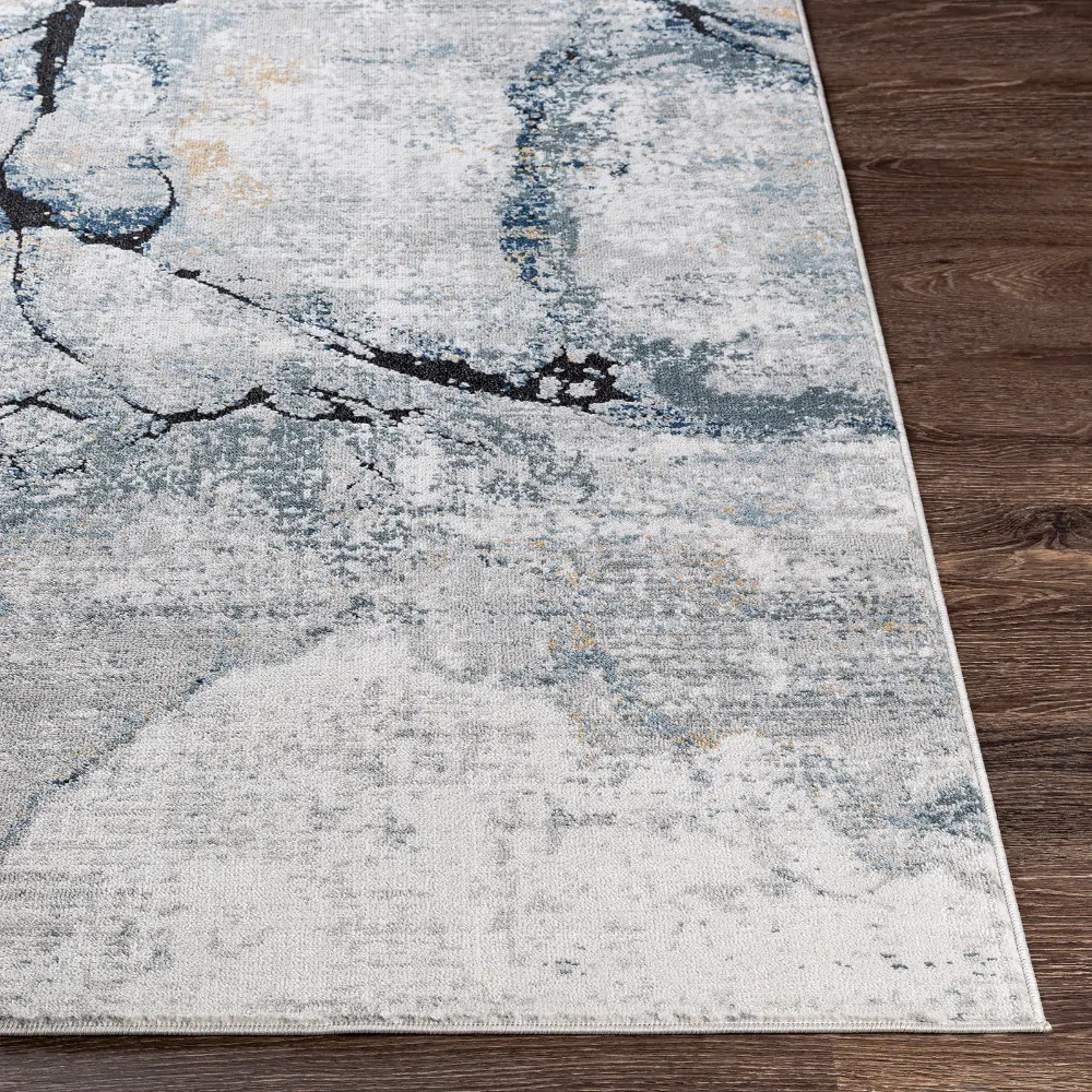 Lyna Abstract Modern Marble Ivory Grey Rug - Image 10