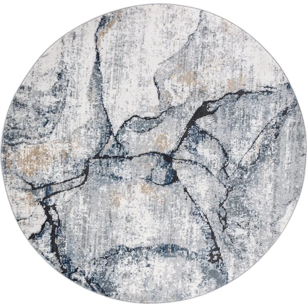 Lyna Abstract Modern Marble Ivory Grey Rug - Image 4
