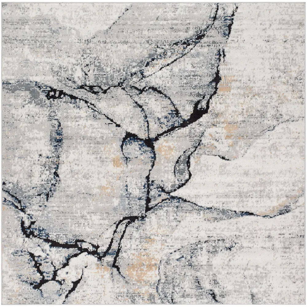 Lyna Abstract Modern Marble Ivory Grey Rug - Image 5