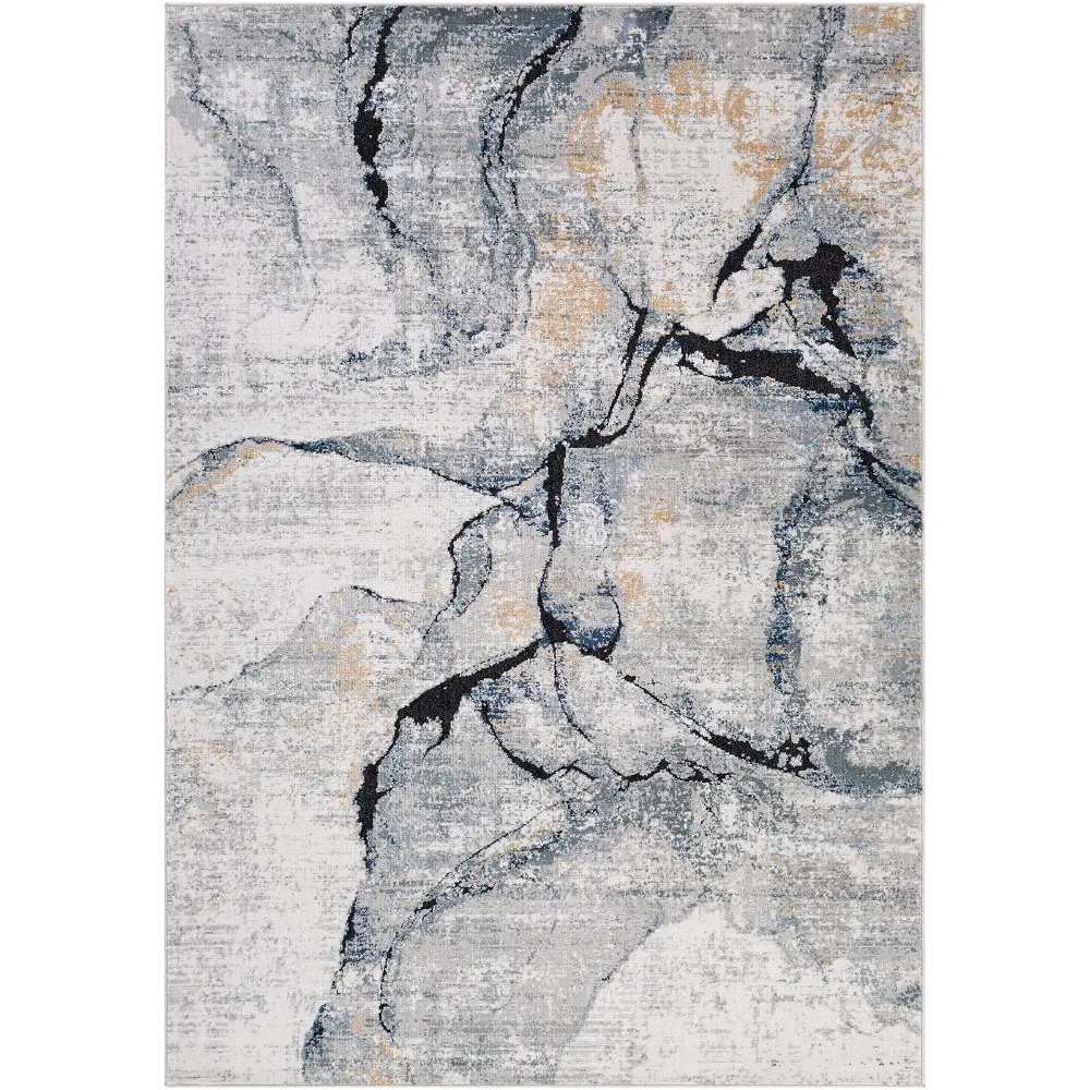 Lyna Abstract Modern Marble Ivory Grey Rug - Image 7