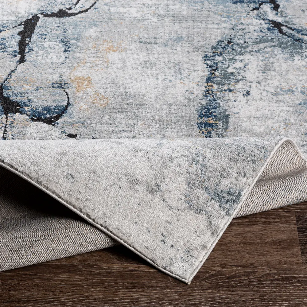 Lyna Abstract Modern Marble Ivory Grey Rug - Image 9