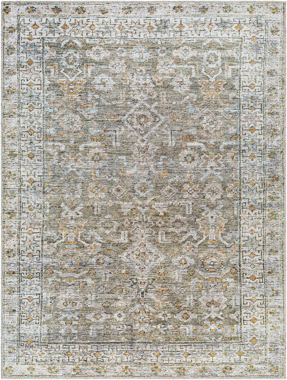Darling Becki Owens X Livabliss Machine Washable Oriental Boho Khaki/Light Silver Rug - Image 6