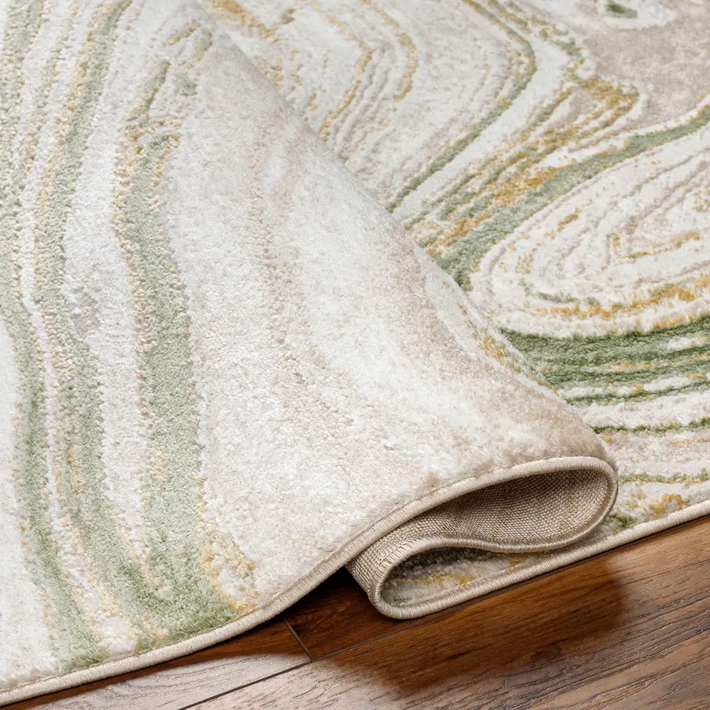 Makayla Abstract Modern Marble Moss/Beige Rug - Image 2
