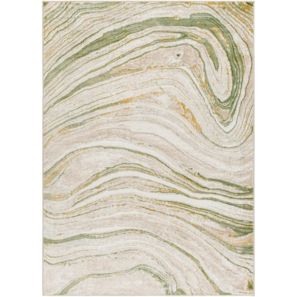 Makayla Abstract Modern Marble Moss/Beige Rug - Image 5