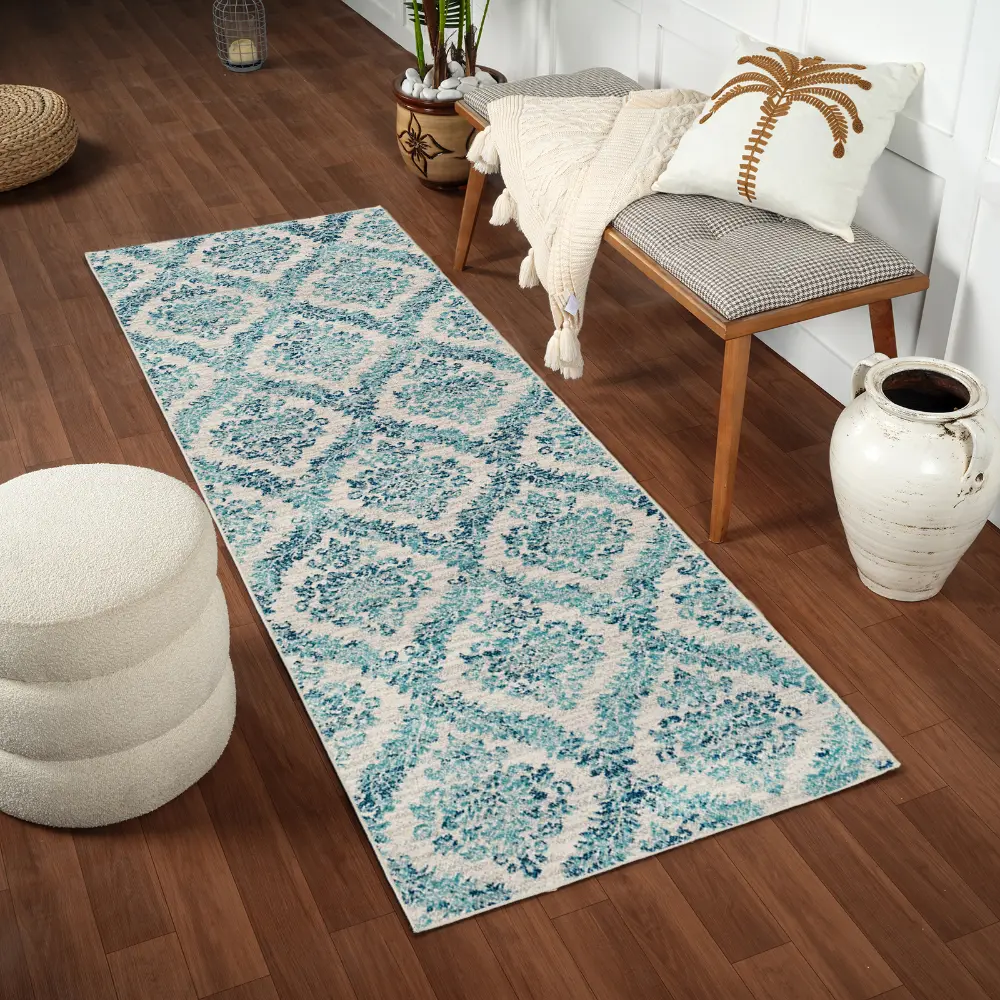 Malti Vintage Oriental Boho Teal Rug - Image 6