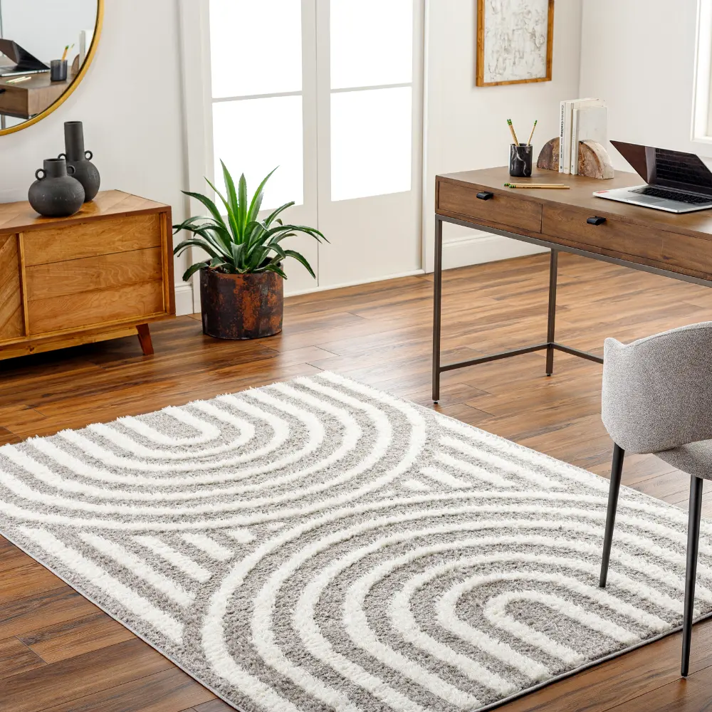 Marava Shaggy Modern Plush Pile Charcoal Rug