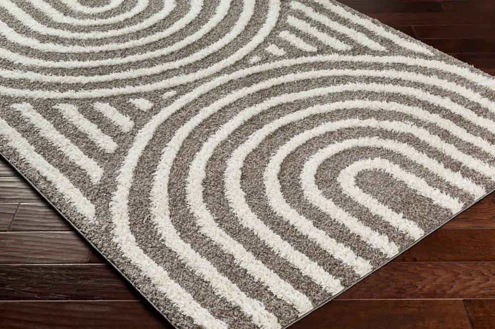 Marava Shaggy Modern Plush Pile Charcoal Rug - Image 5