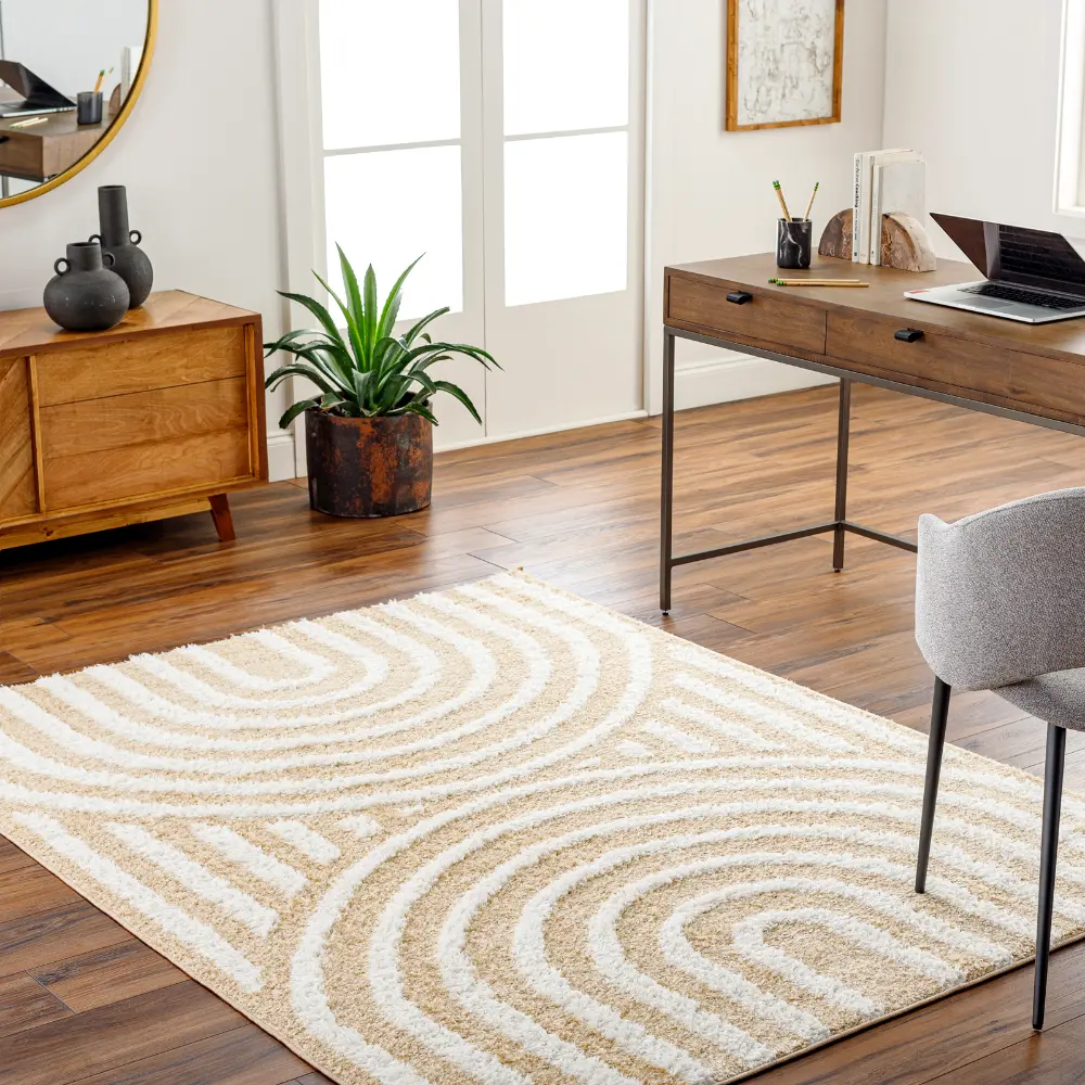 Marava Shaggy Modern Plush Pile Light Orange Rug