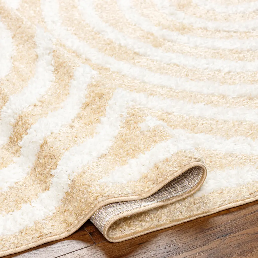 Marava Shaggy Modern Plush Pile Light Orange Rug - Image 6
