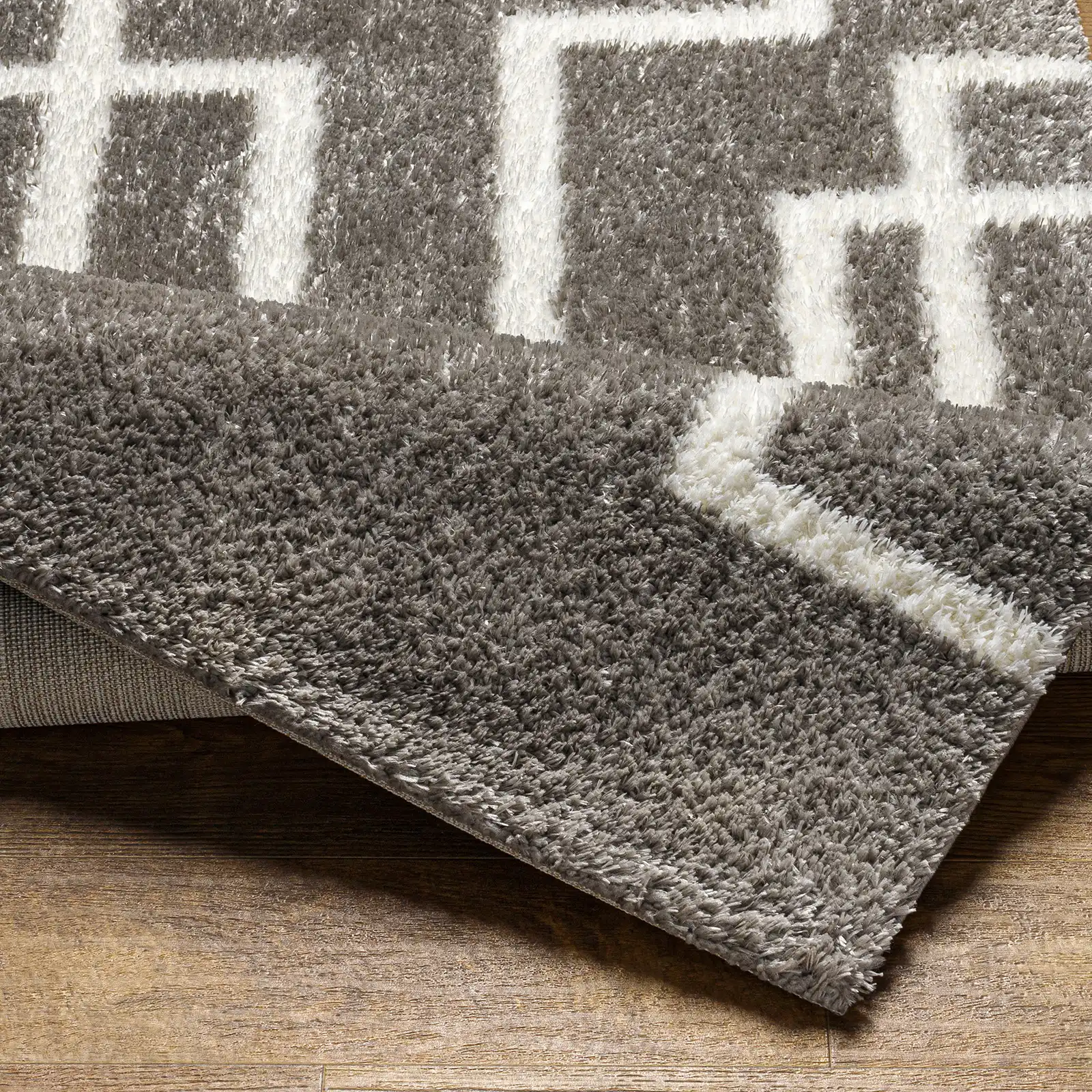 Scartlett Shaggy Modern Plush Pile Dark Grey Rug - Image 5