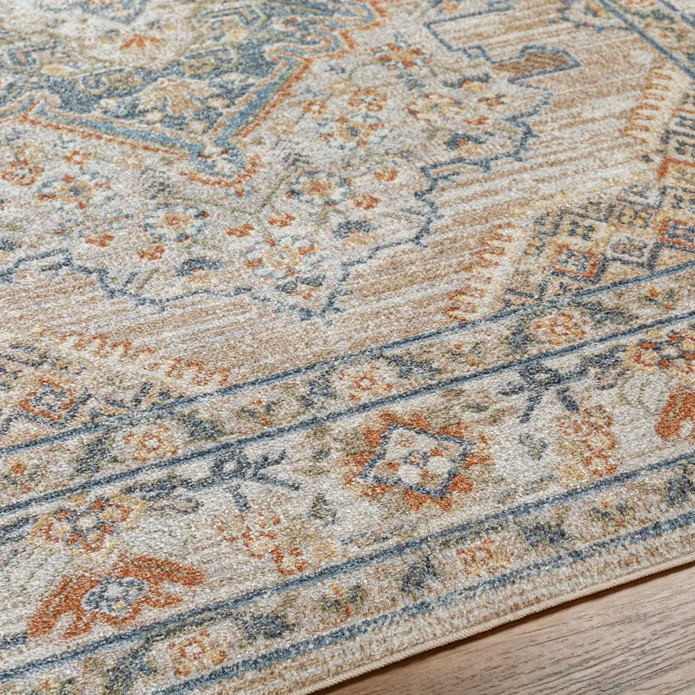 Marion Machine Washable Oriental Boho Oatmeal/Rust Rug - Image 4