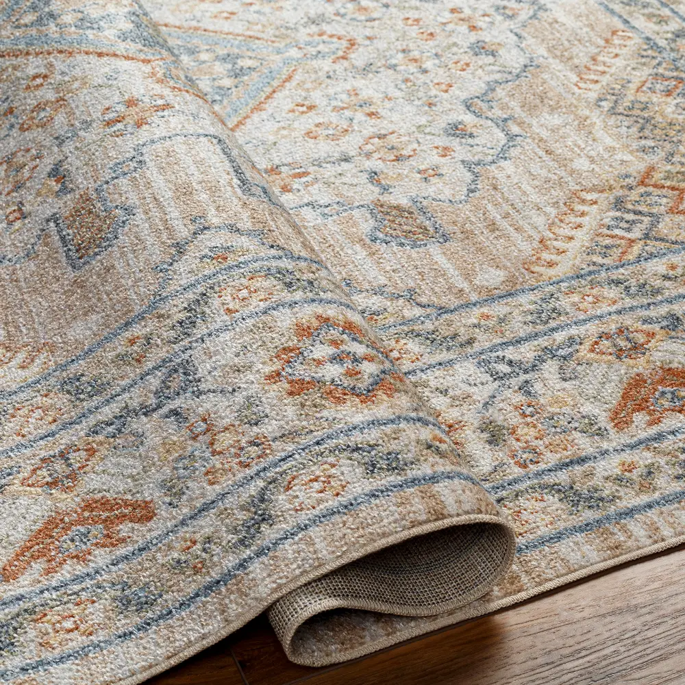 Marion Machine Washable Oriental Boho Oatmeal/Rust Rug - Image 5