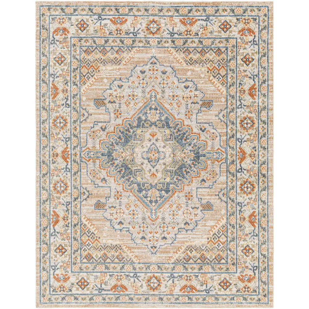 Marion Machine Washable Oriental Boho Oatmeal/Rust Rug - Image 6