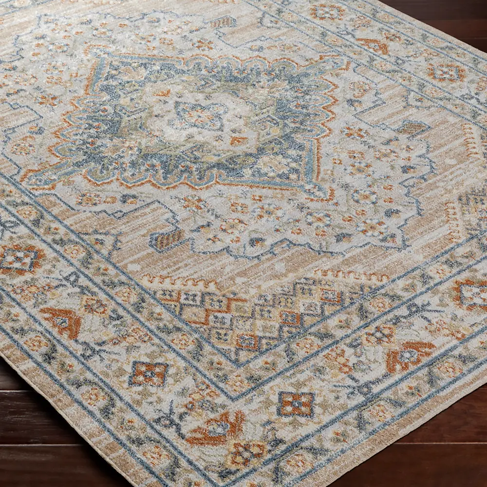 Marion Machine Washable Oriental Boho Oatmeal/Rust Rug - Image 7