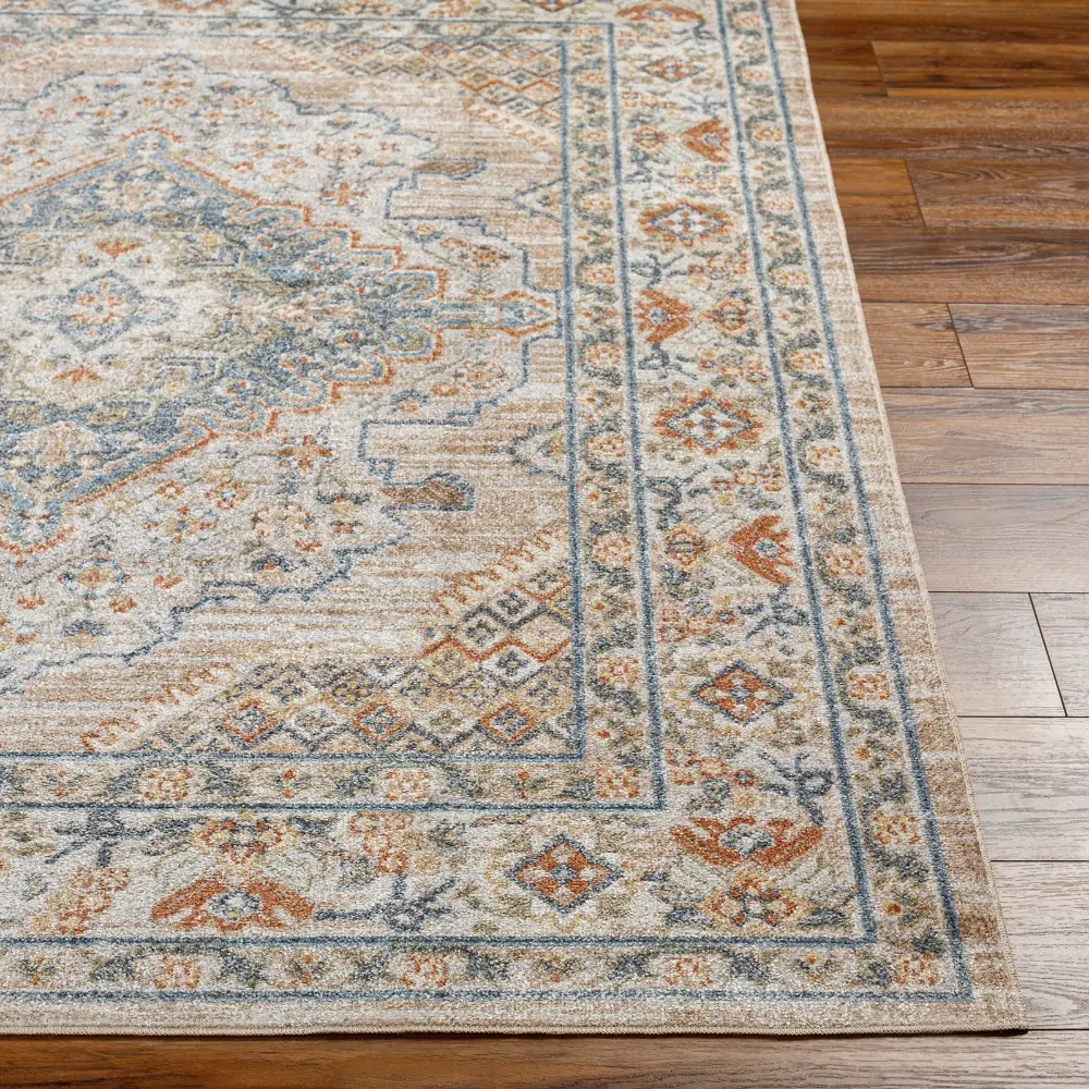 Marion Machine Washable Oriental Boho Oatmeal/Rust Rug - Image 9