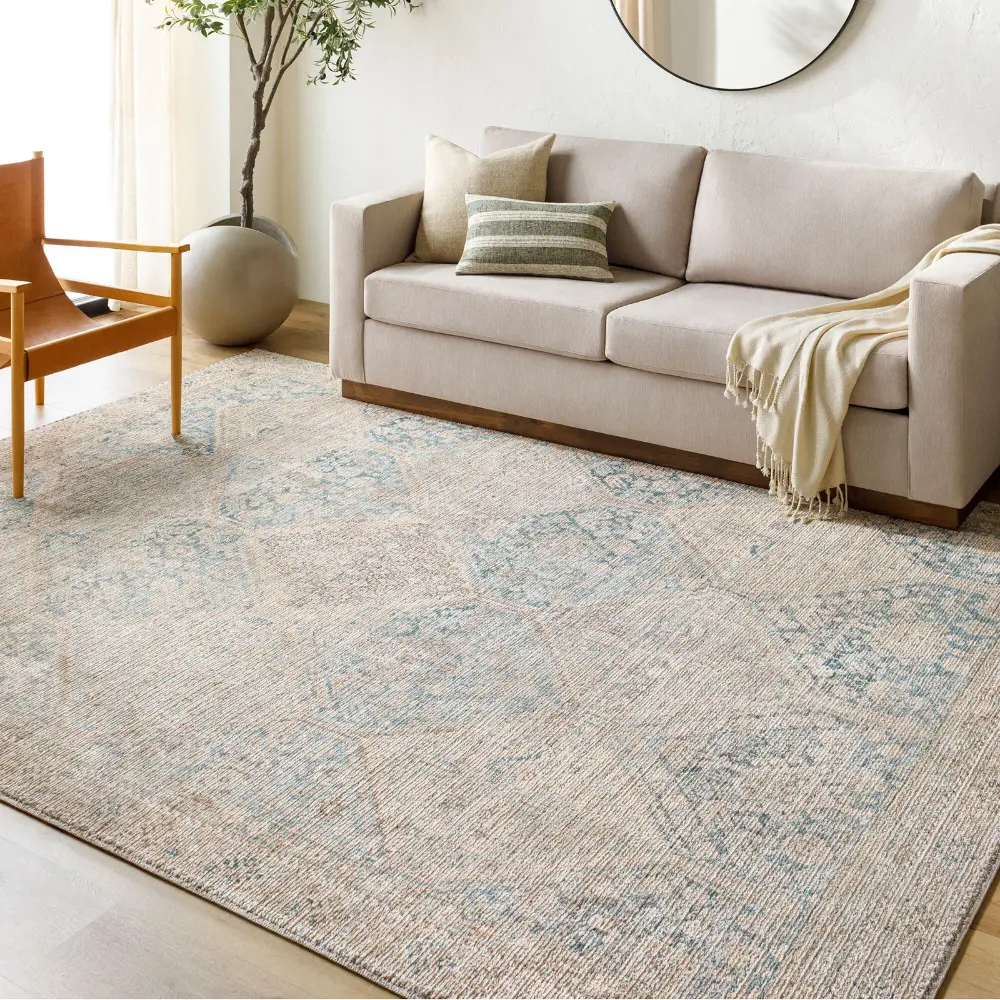 Marlene Becki Owens X Livabliss Vintage Oriental Boho Light Beige/Emerald Rug
