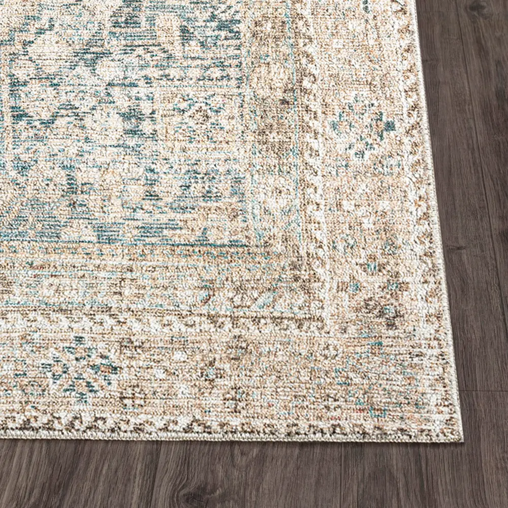 Marlene Becki Owens X Livabliss Vintage Oriental Boho Light Beige/Emerald Rug - Image 5