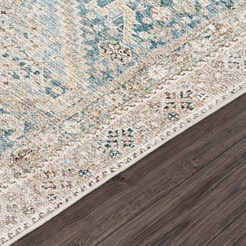 Marlene Becki Owens X Livabliss Vintage Oriental Boho Light Beige/Emerald Rug - Image 7
