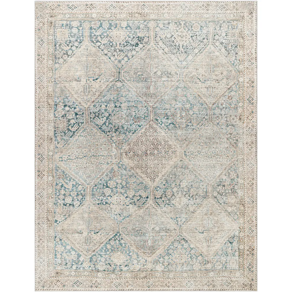 Marlene Becki Owens X Livabliss Vintage Oriental Boho Light Beige/Emerald Rug - Image 8