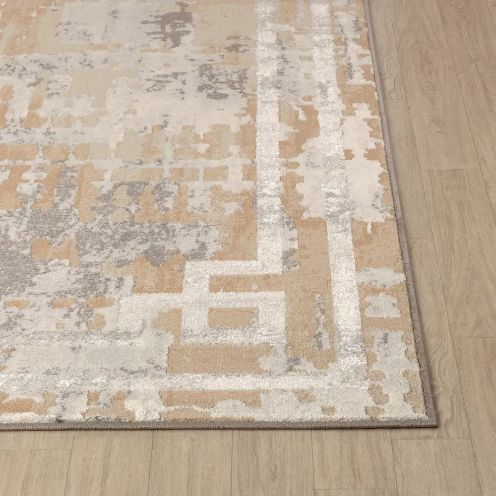 Martina Abstract Modern Marble Beige/White Rug - Image 8