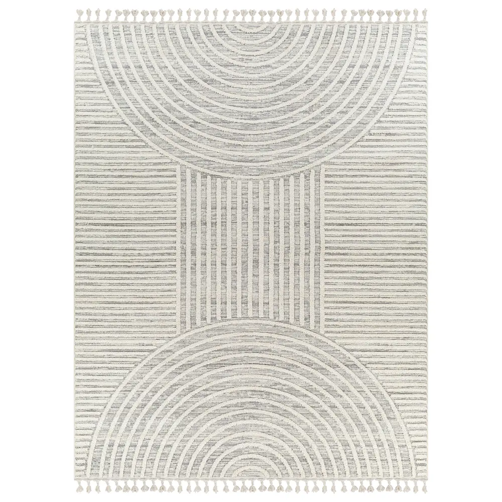 Matilda Scandi Modern High Pile Ivory/Grey Rug - Image 7