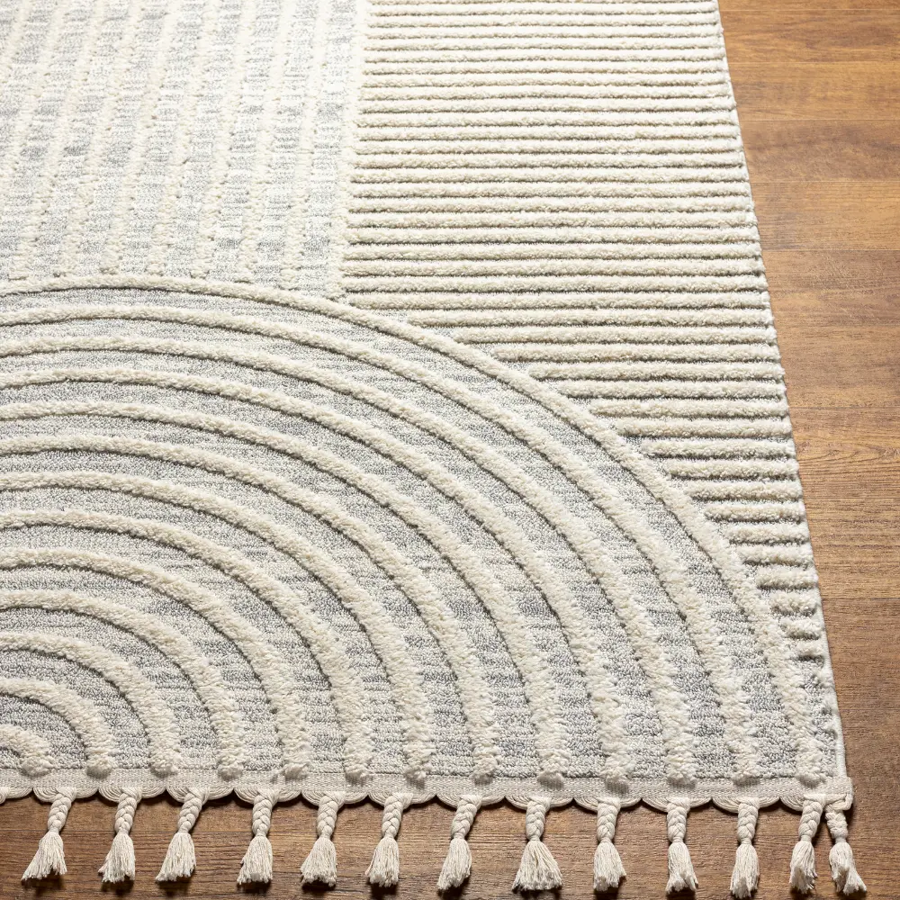 Matilda Scandi Modern High Pile Ivory/Grey Rug - Image 8
