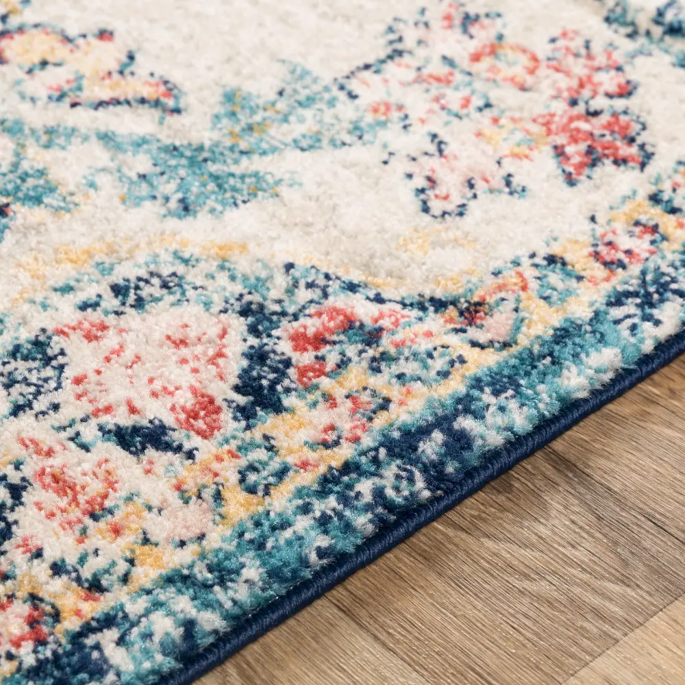 Maverick Vintage Oriental Boho Sky Blue/Garnet Rug - Image 3