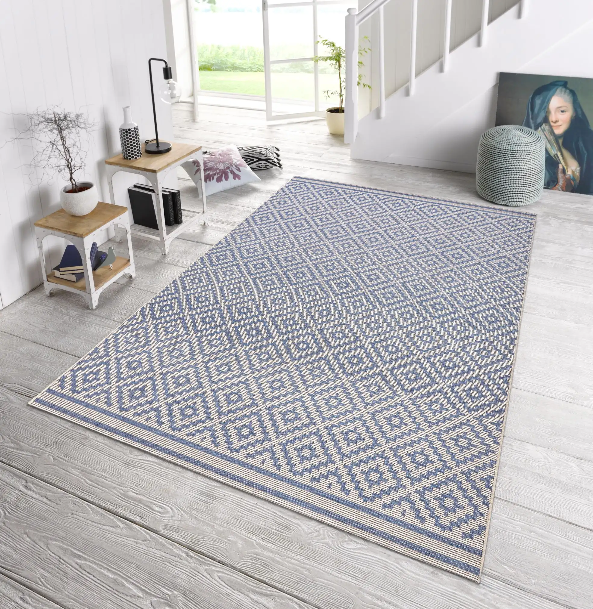 Meadow HH 102464 Raute Blue Cream Rug