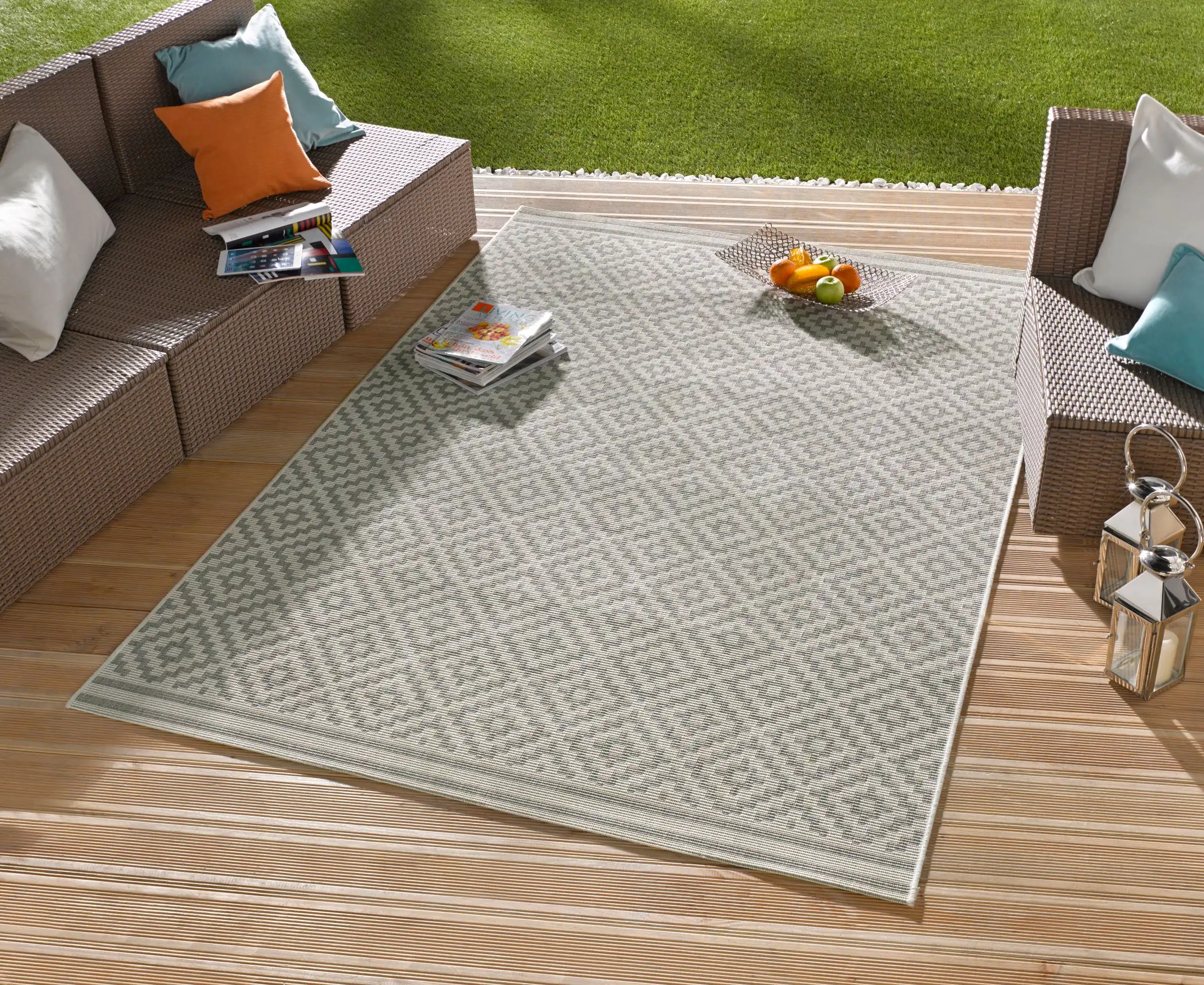 Meadow HH 102467 Raute Grey Cream Rug - Image 2