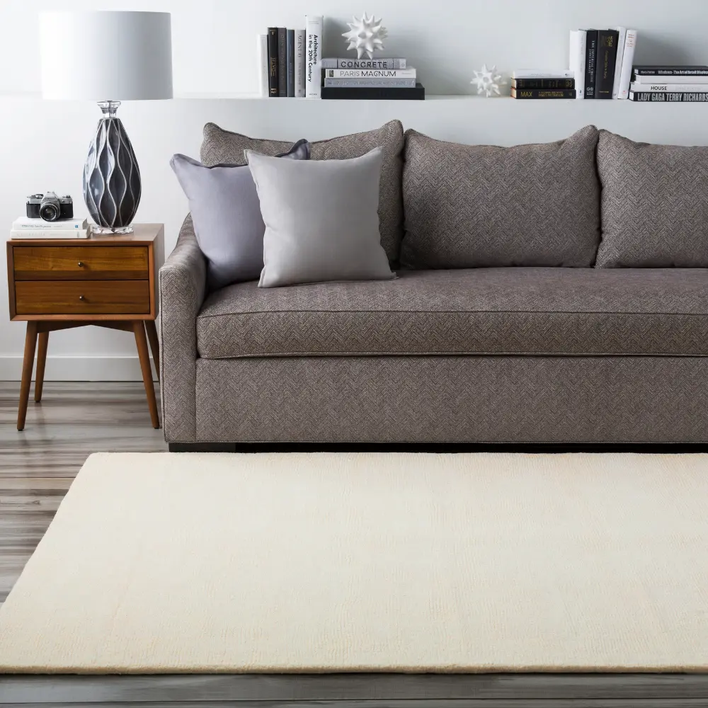 Mithila Hand-Loomed Modern Wool Cream Rug