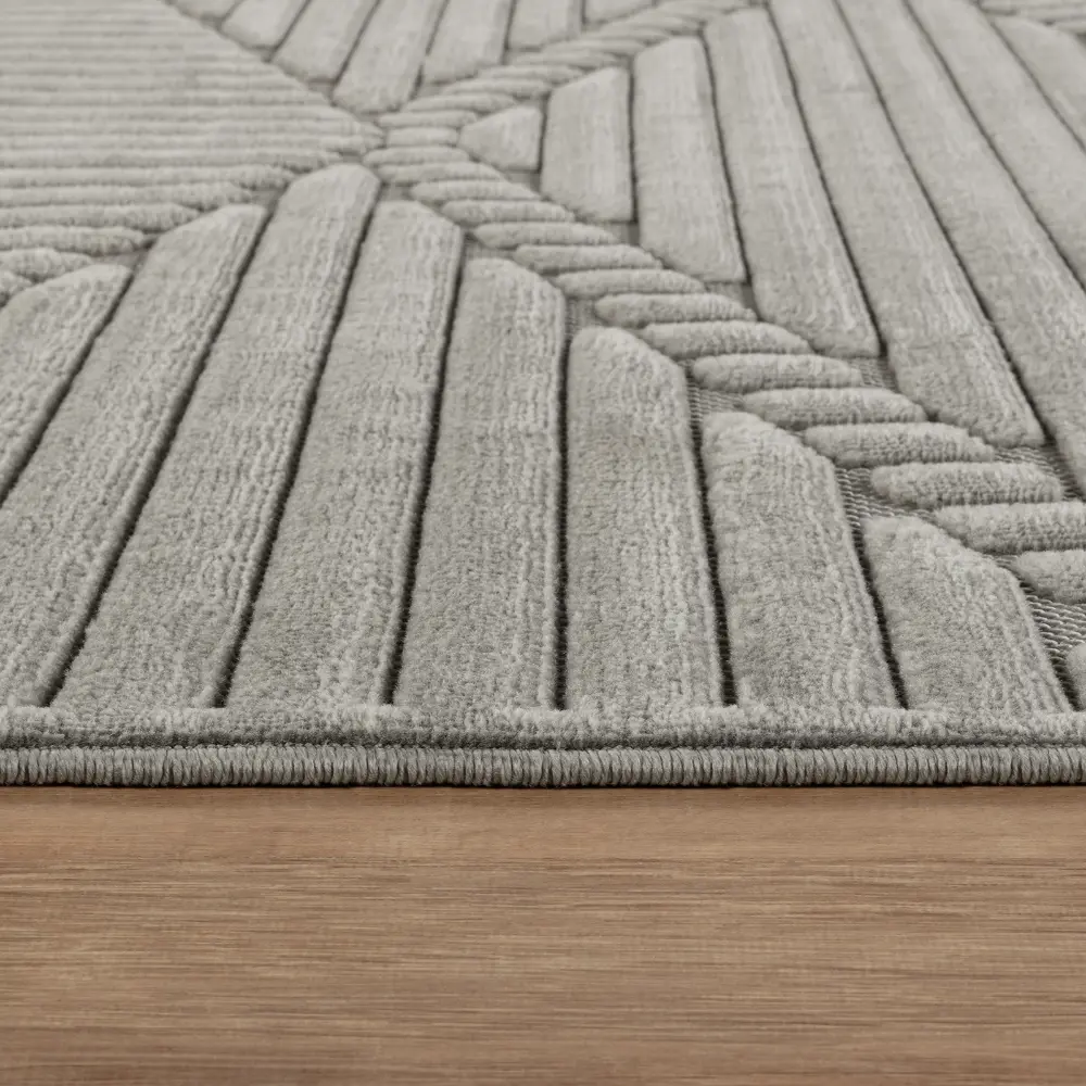 Mitsuko In- & Outdoor 3D High & Low Pile Textured Grey Rug - Image 6
