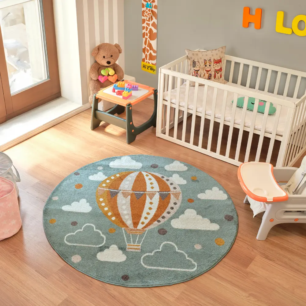 Monty Kids Modern Multicolour/Blue BedroomRug - Image 3