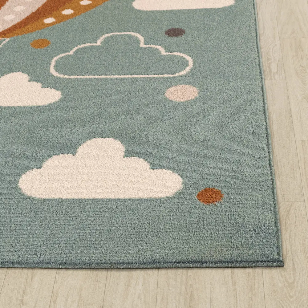Monty Kids Modern Multicolour/Blue Bedroom Rug - Image 7