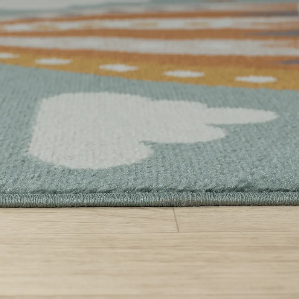 Monty Kids Modern Multicolour/Blue Bedroom Rug - Image 8
