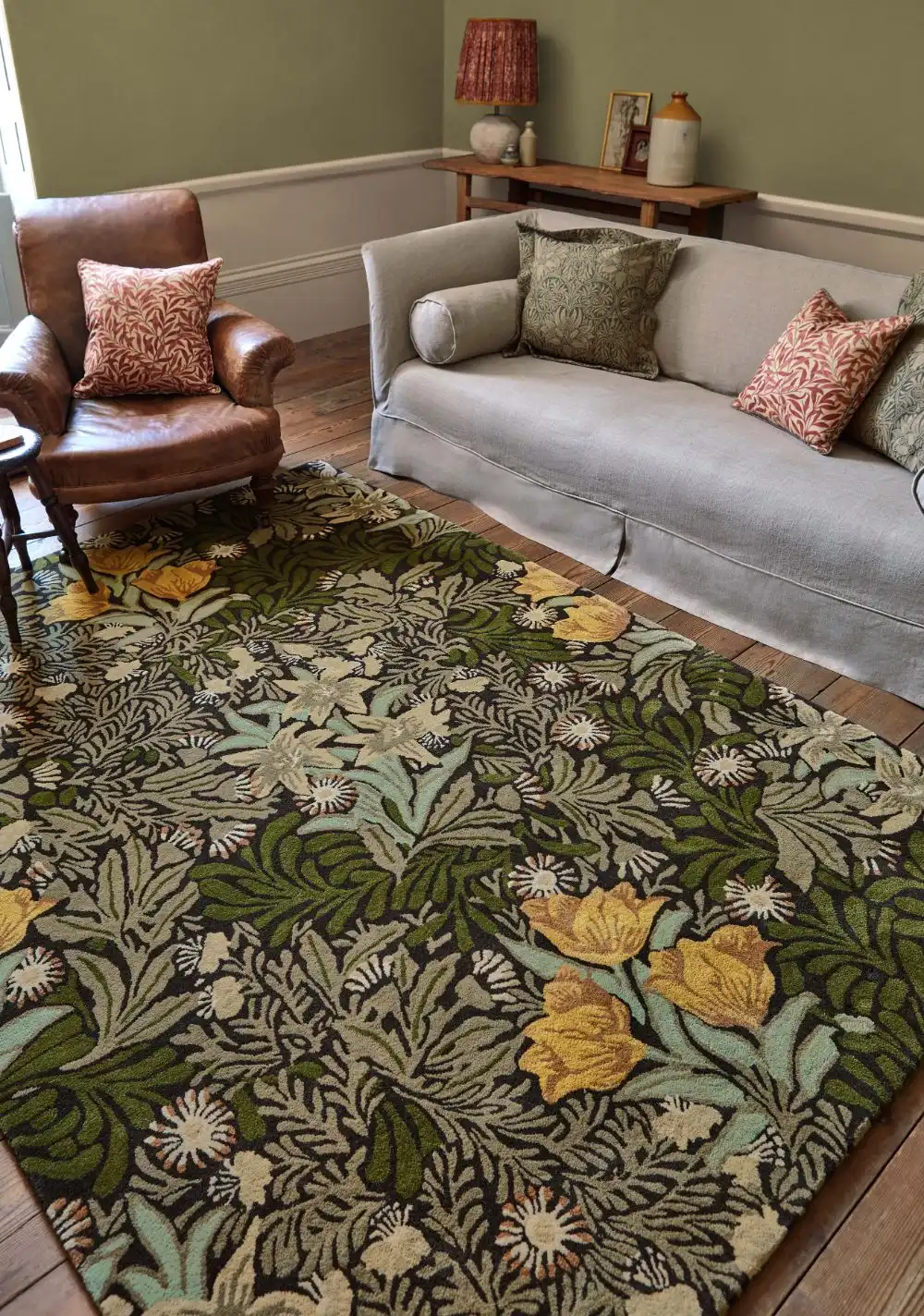 Morris & Co Bower Twining Vine Green 128207 Rug - Image 2
