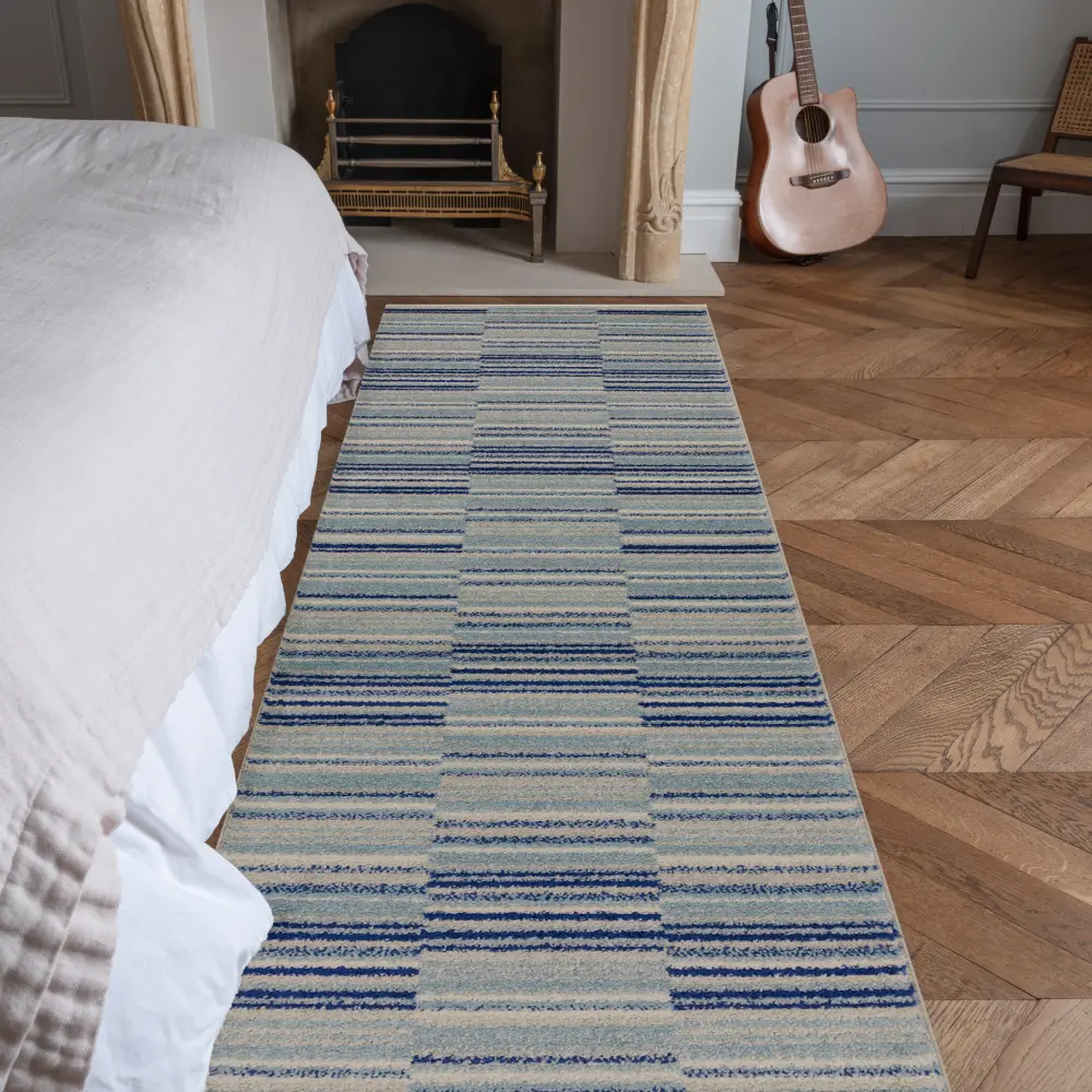 Muse MU05 Blue Stripe Rug - Image 4