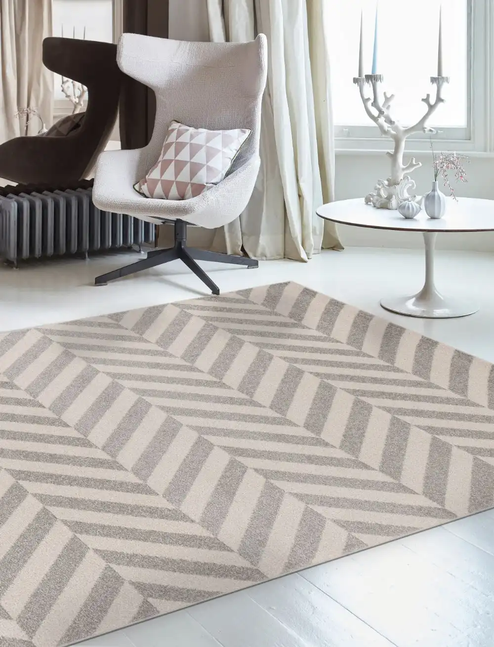 Muse MU07 Grey Chevron Rug